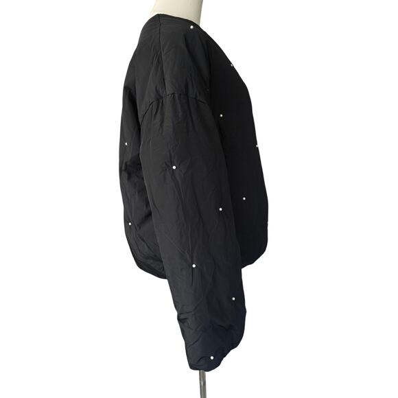 Sleeper Faux Pearl Puffer Cropped Jacket‎ Black Size S/M - Picture 6 of 10